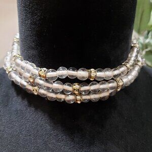 Womens Fashion Glass Round Beaded Statement Bib Necklace with Lobster Clasp